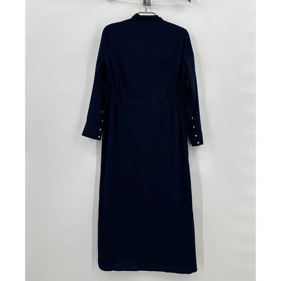 Pomander Place by Tuckernuck Women's Admiral Blue Anderson Dress Button Front XS - Picture 7 of 8